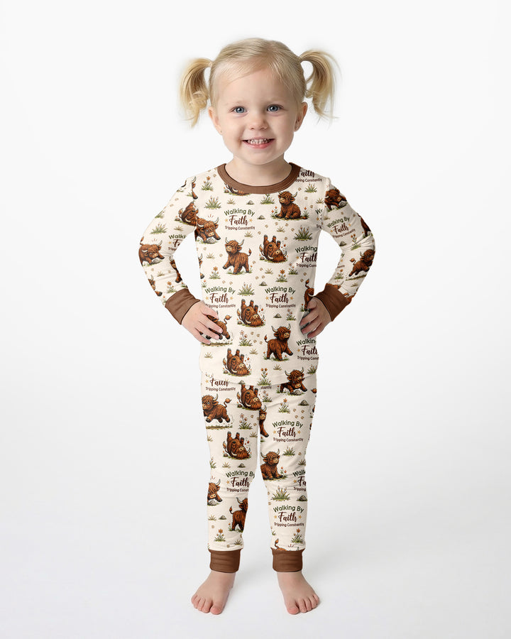 Walking By Faith Tripping Constantly Bamboo Two Piece Long Sleeve Pajama Set