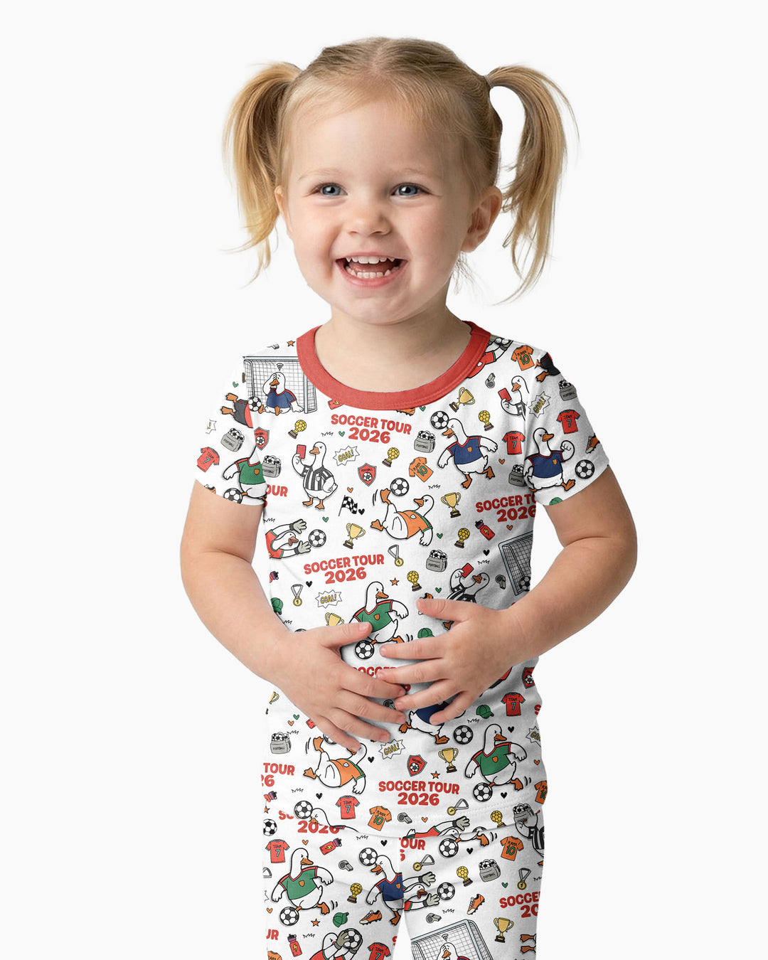 Funny Goose Soccer Tour 2026 Bamboo Two Piece Short Sleeve Pajama Set