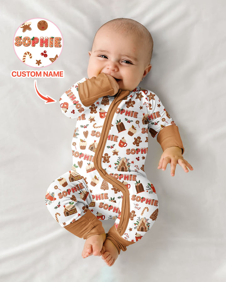 Personalized Gingerbread Christmas Bamboo Convertible Zippy