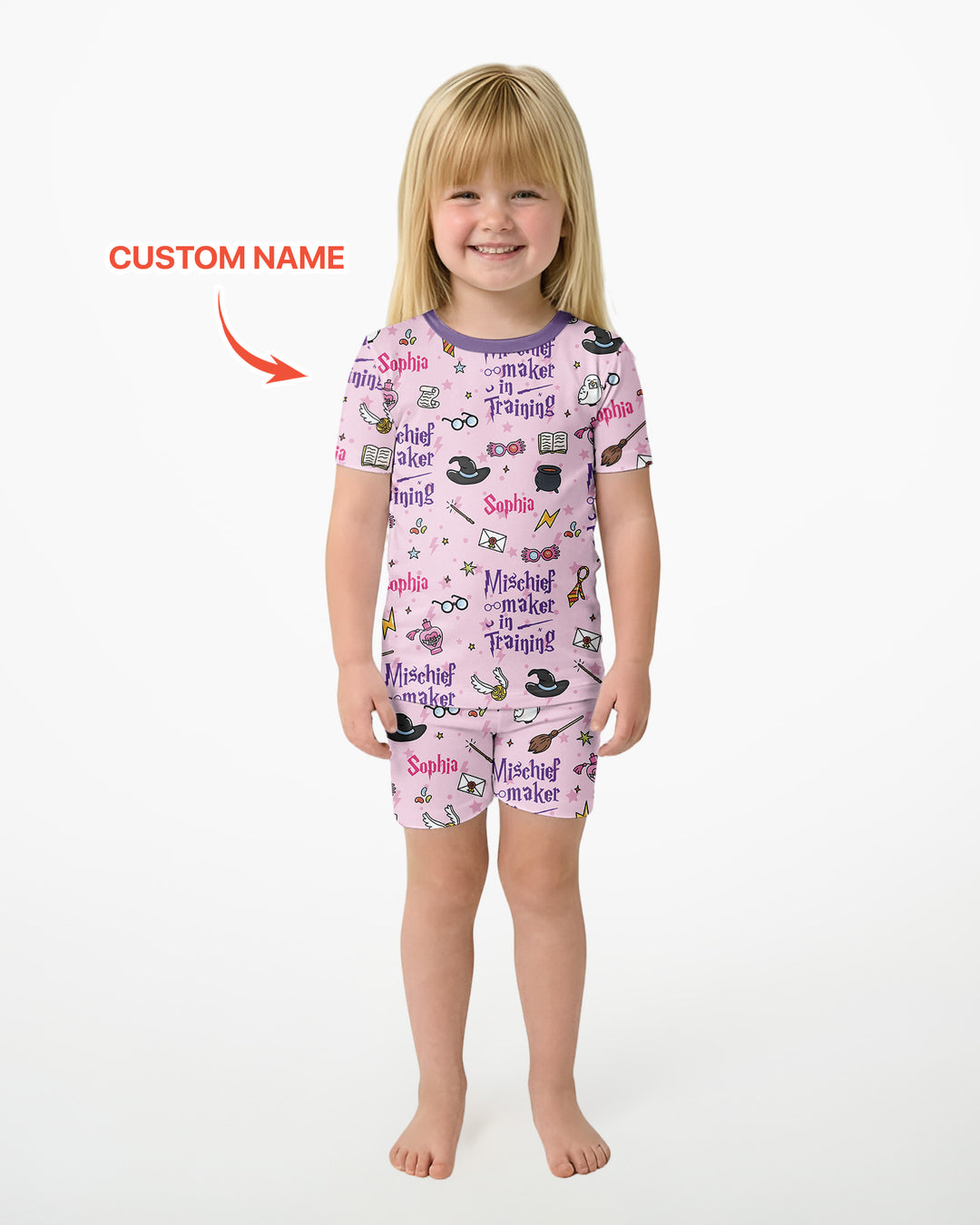 Custom Name Mischief Maker In Training Bamboo Two Piece Short Sleeve Shorts Pajama Set