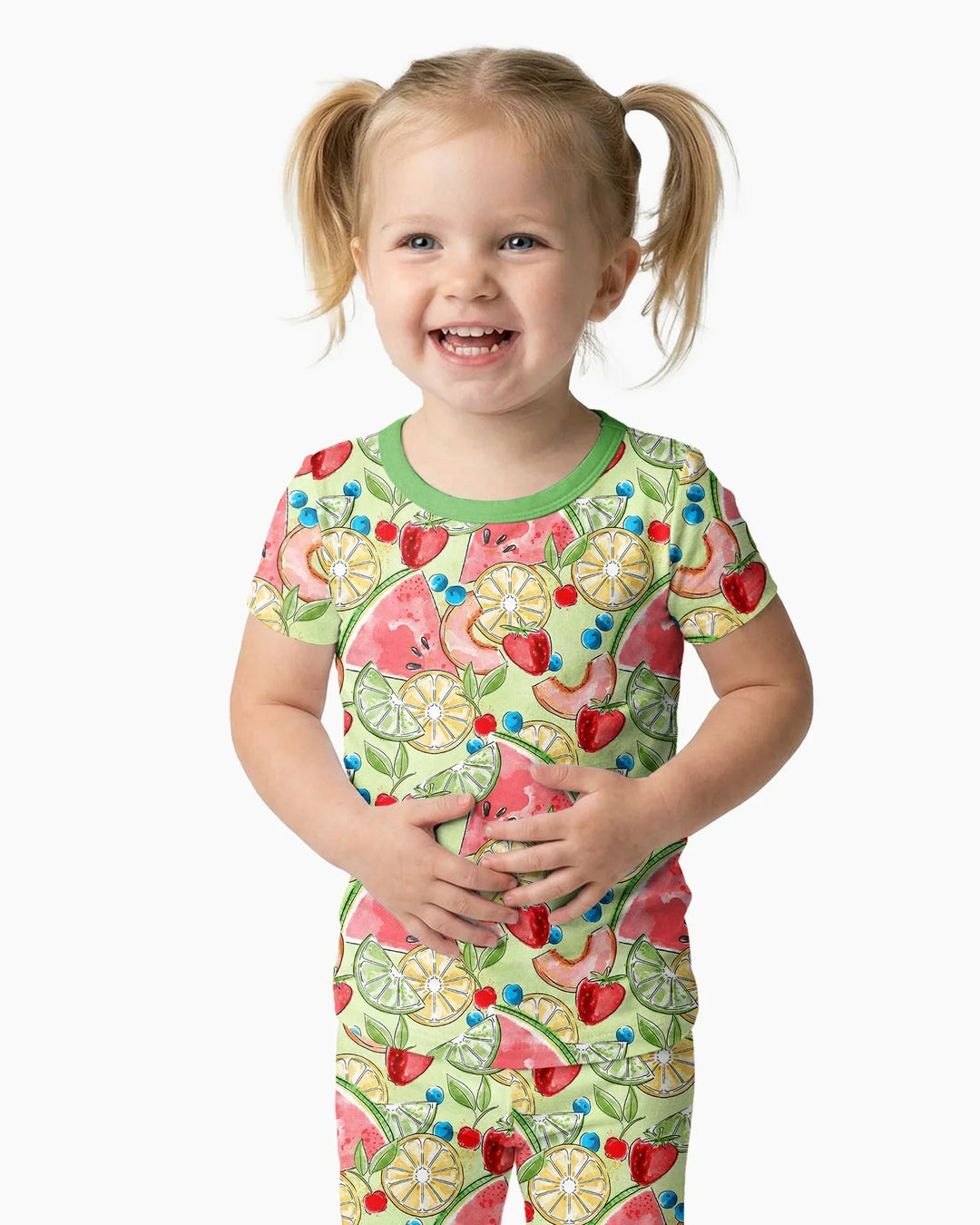 Sweet Summer Fruits Family Matching Bamboo Two Piece Short Sleeve Pajama Set