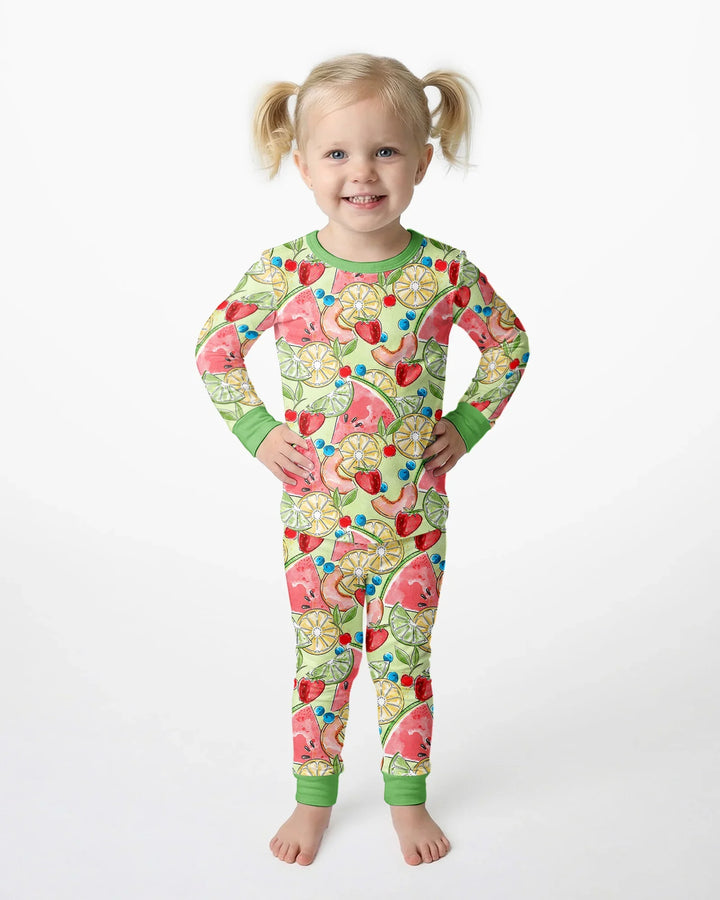Sweet Summer Fruits Family Matching Bamboo Two Piece Long Sleeve Pajama Set