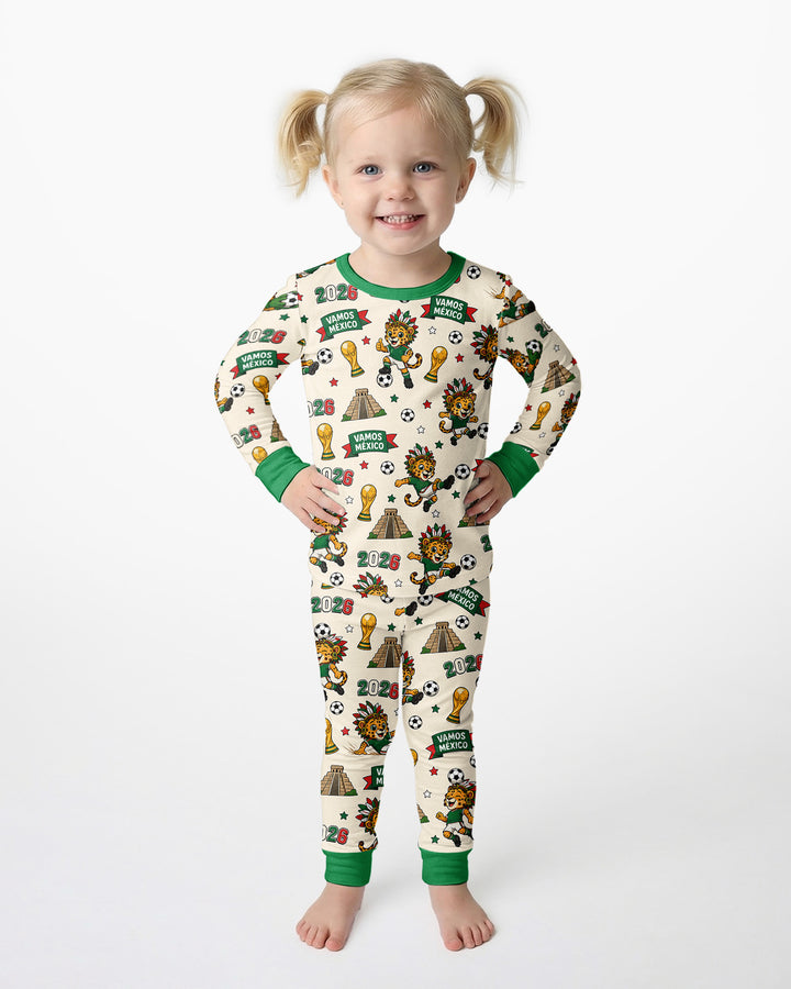 Jaguar 2026 Vamos Mexico Family Matching Bamboo Two Piece Long Sleeve Pajama Set