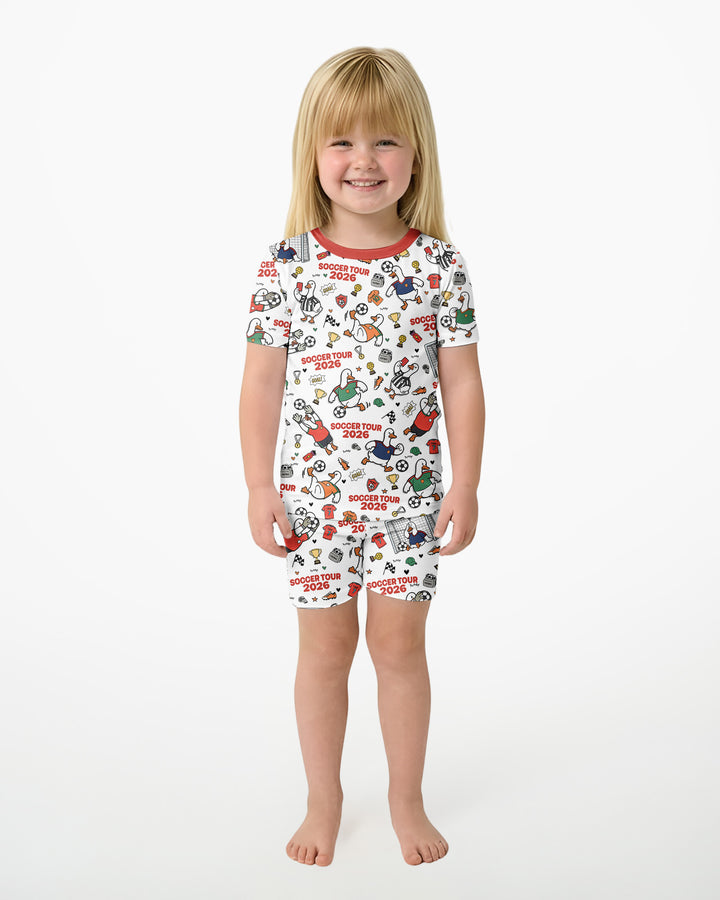 Funny Goose Soccer Tour 2026 Bamboo Two Piece Short Sleeve Shorts Pajama Set