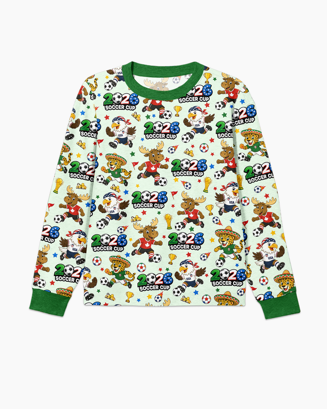 Soccer Cup Cute Mascots Bamboo Men's Pajama Set