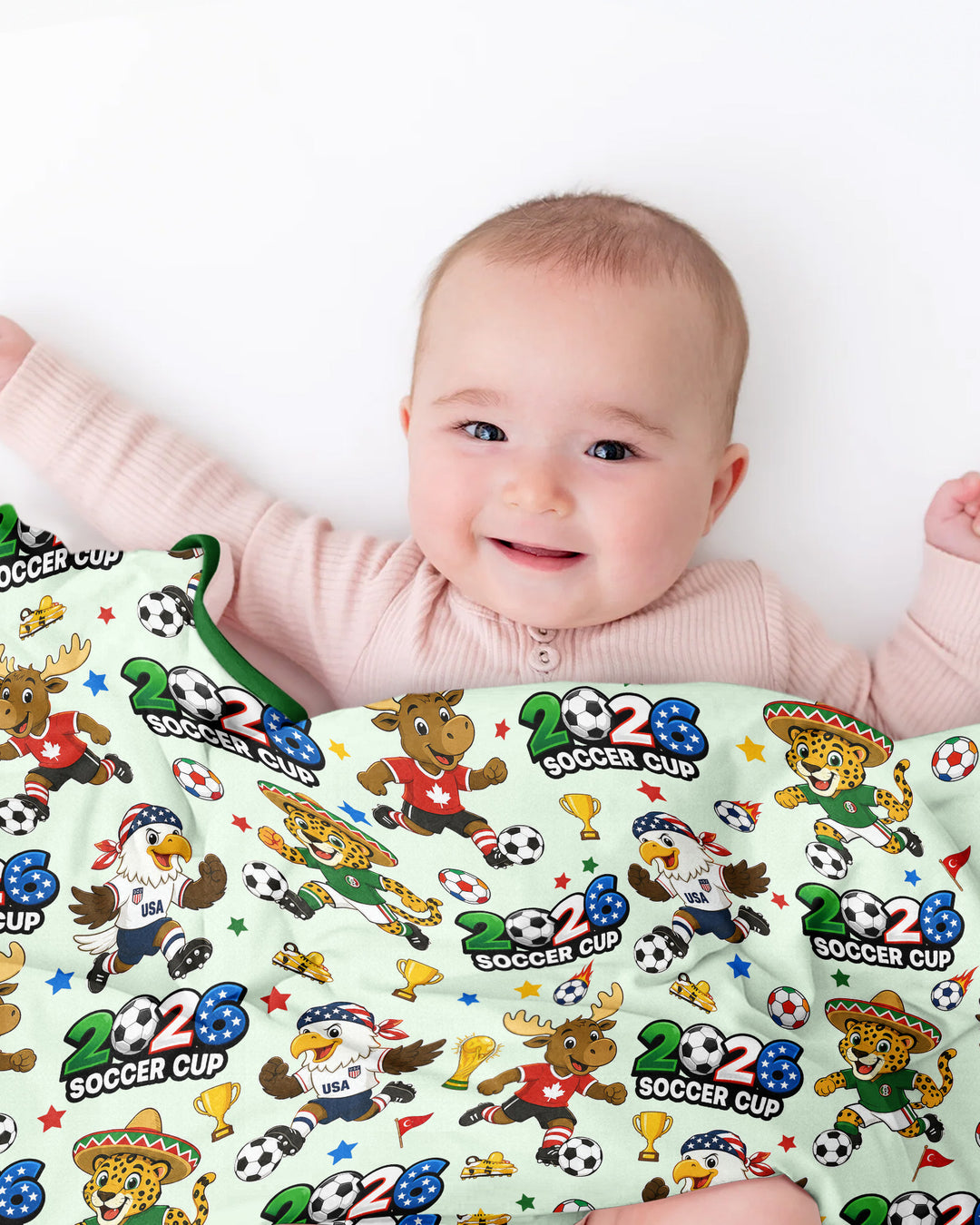 Soccer Cup Cute Mascots Bamboo Blanket