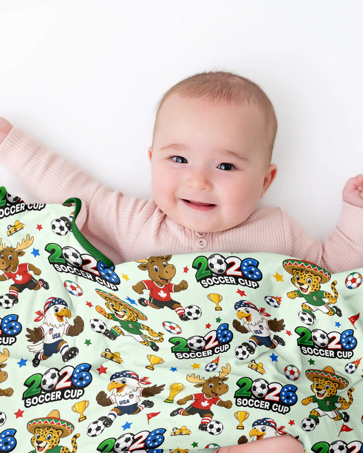 Soccer Cup Cute Mascots Bamboo Blanket