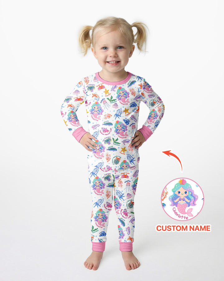 Conjunto de pijama de dos piezas de bambú con mangas largas, plantilla PERSONALIZADA