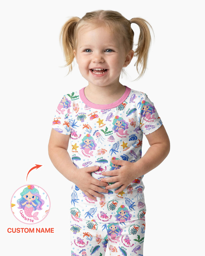 Conjunto de pijama de dos piezas de bambú de manga corta, plantilla personalizada