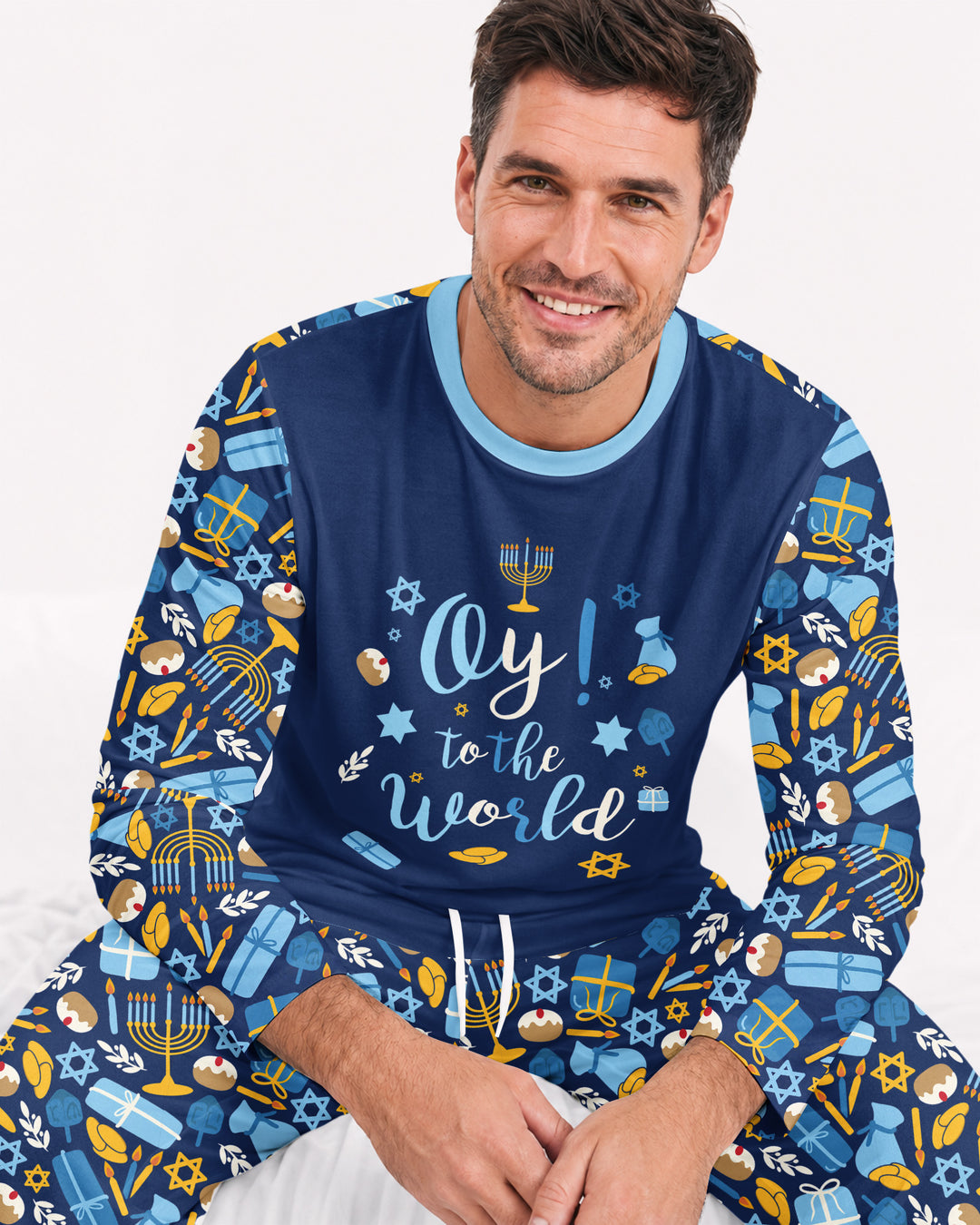 Oy to the World Hanukkah Bamboo Men's Pajama Set