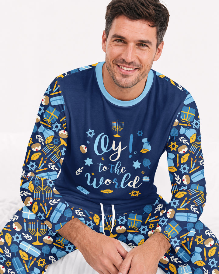 Oy to the World Hanukkah Bamboo Men's Pajama Set