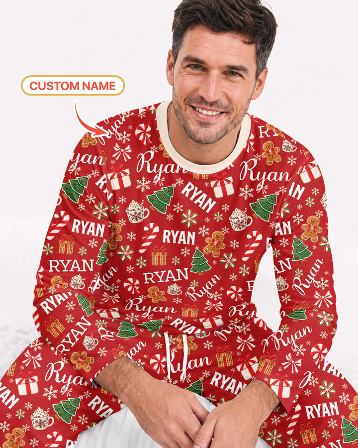 Merry Christmas Custom Name Bamboo Men's Pajama Set