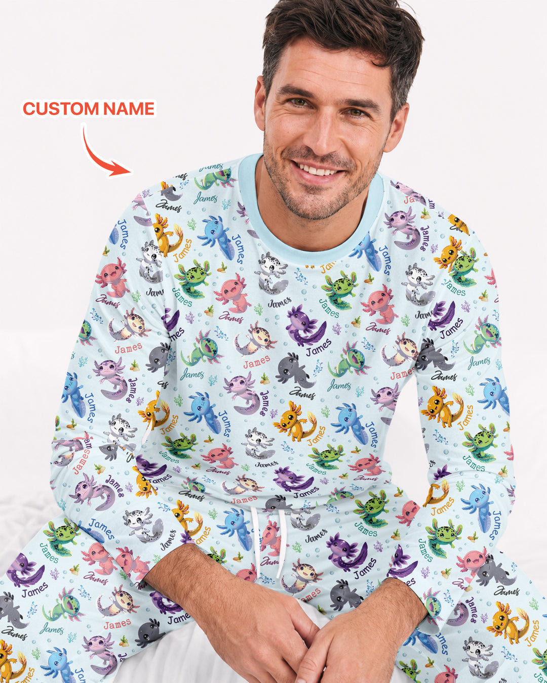 I Love You Axolotl Custom Name Bamboo Men's Pajama Set