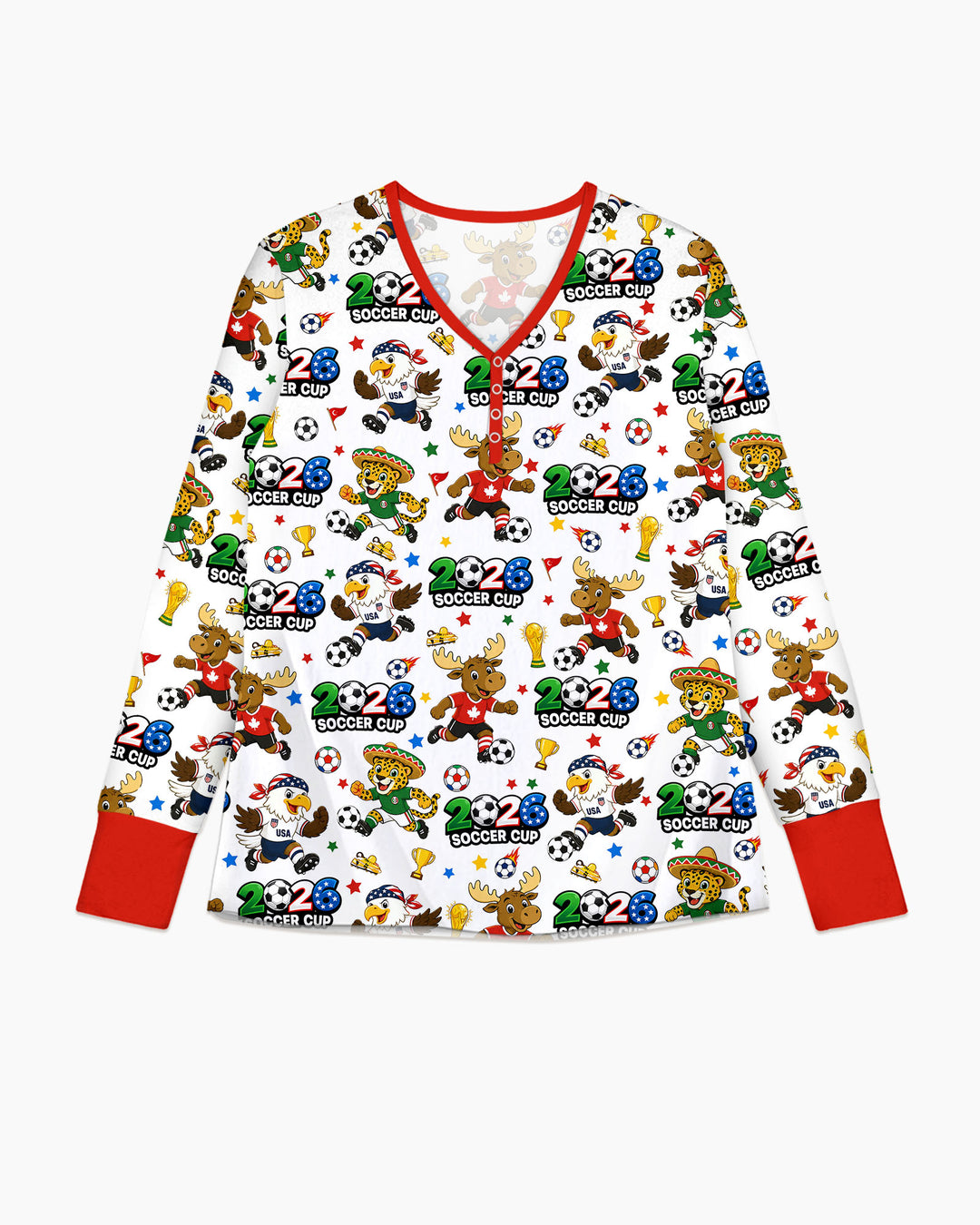 Soccer Cup Cute Mascots Bamboo Women Pajama Set