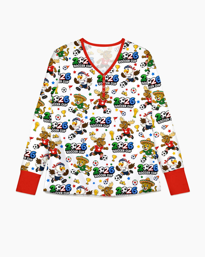 Soccer Cup Cute Mascots Bamboo Women Pajama Set