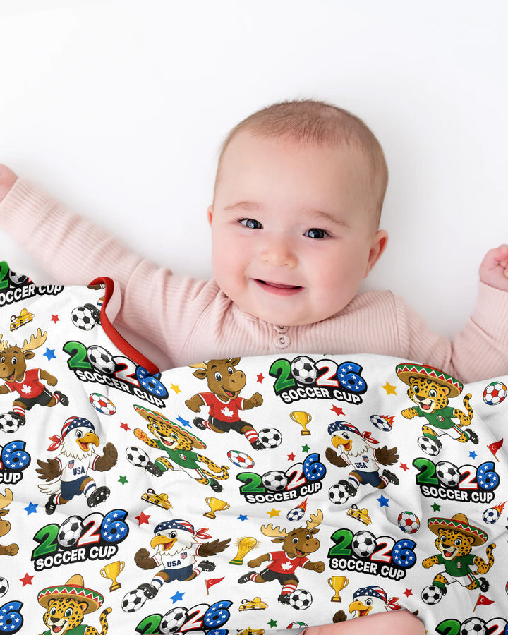 Soccer Cup Cute Mascots Bamboo Blanket