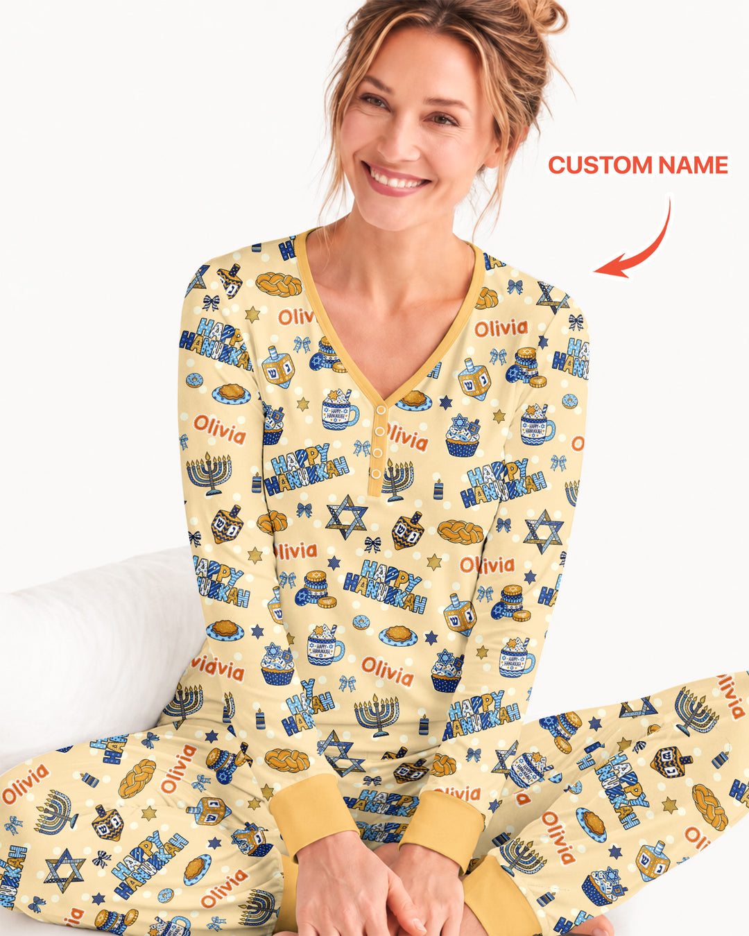 Custom Name Jewish Holiday Bamboo Women Pajama Set
