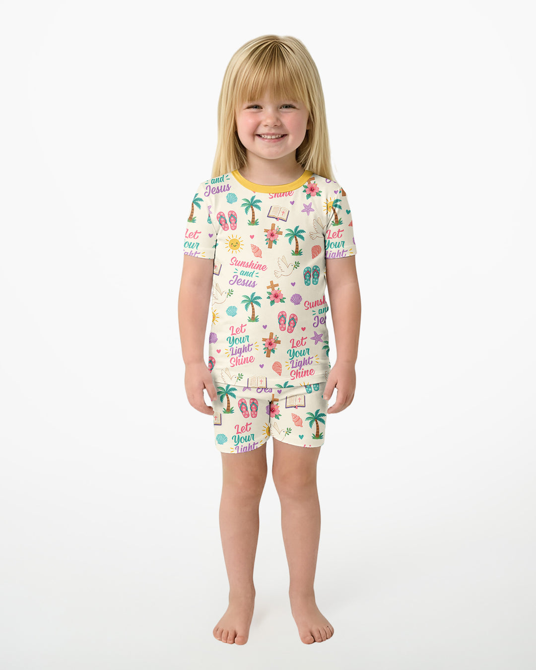 Sunshine and Jesus Summer VBS Bamboo Two Piece Short Sleeve Shorts Pajama Set