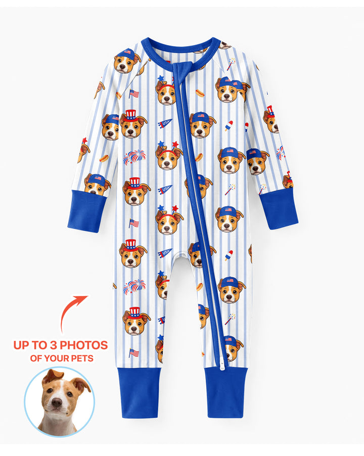 Custom Pet Image 4th of July Family Matching Bamboo Convertible Zippy