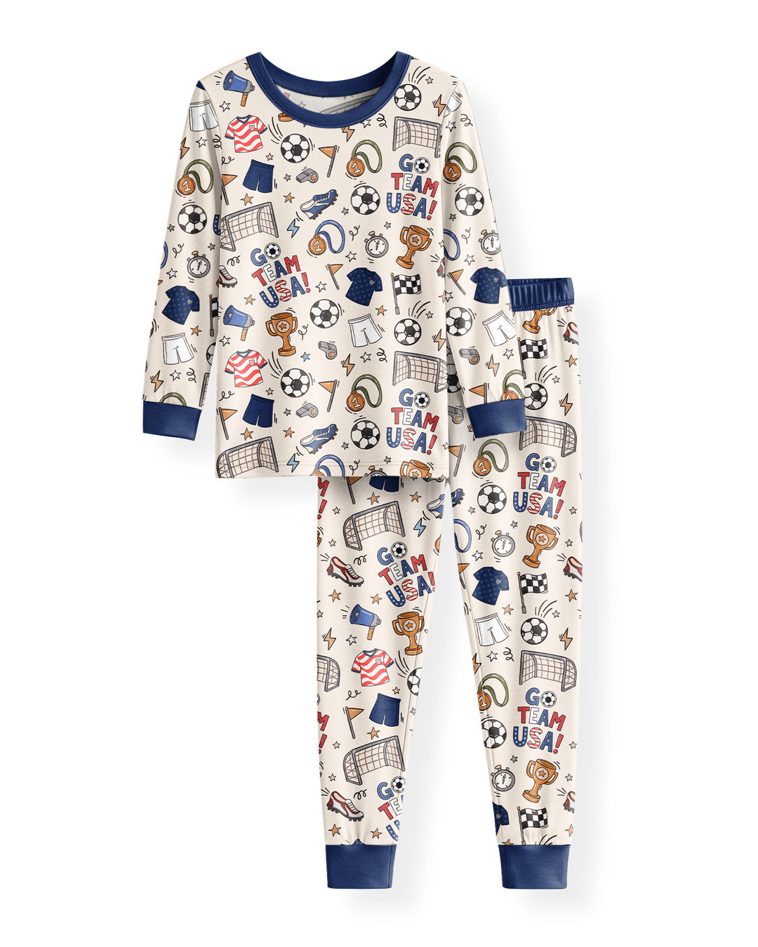 Soccer Go Team USA Bamboo Two Piece Long Sleeve Pajama Set