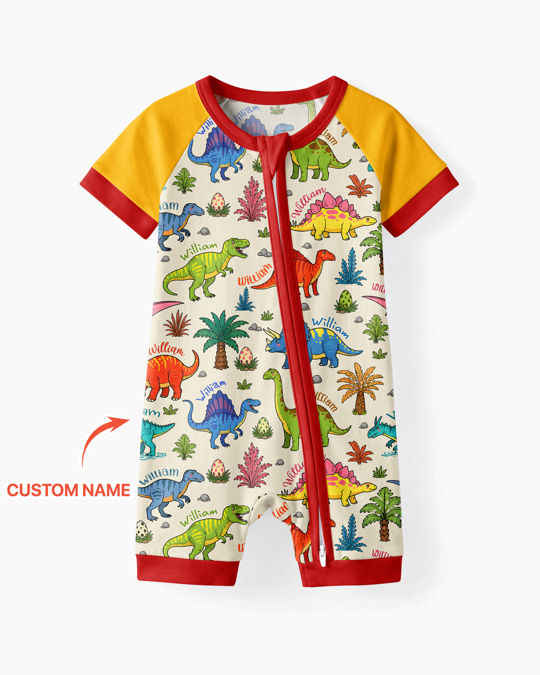 Dino Field Guide Custom Name Bamboo Shorty Zippy