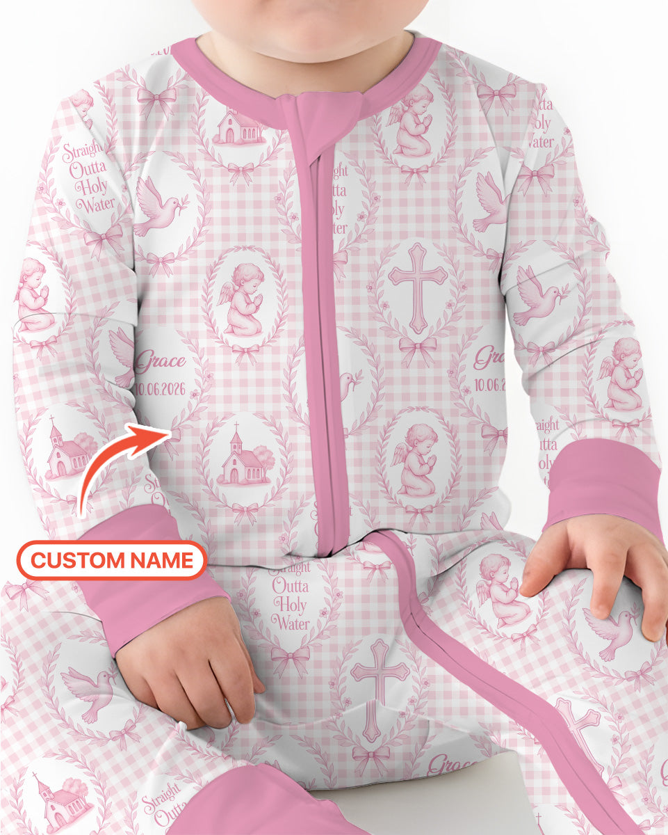 Custom Name Baptism Straight Outta Holy Water Bamboo Convertible Zippy