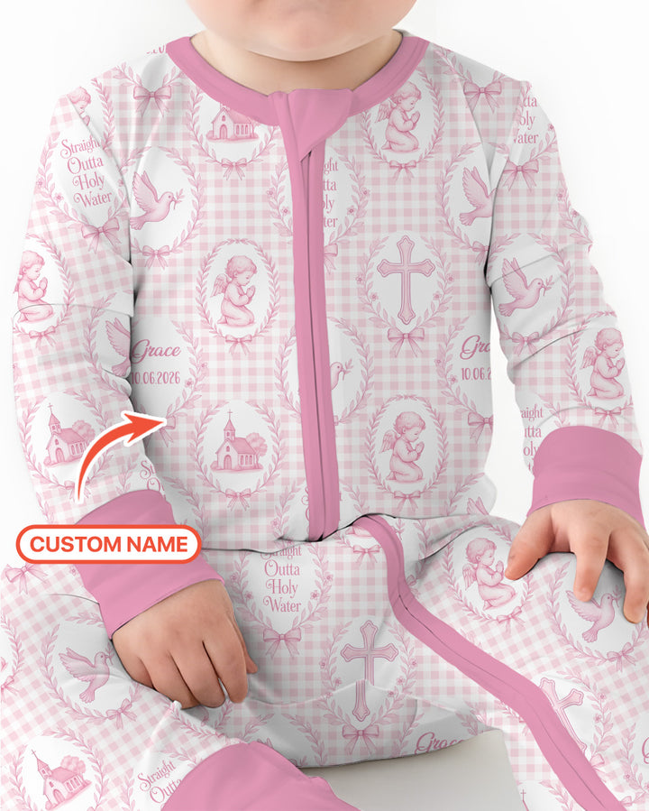 Custom Name Baptism Straight Outta Holy Water Bamboo Convertible Zippy