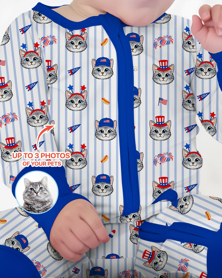 Custom Pet Image 4th of July Family Matching Bamboo Convertible Zippy