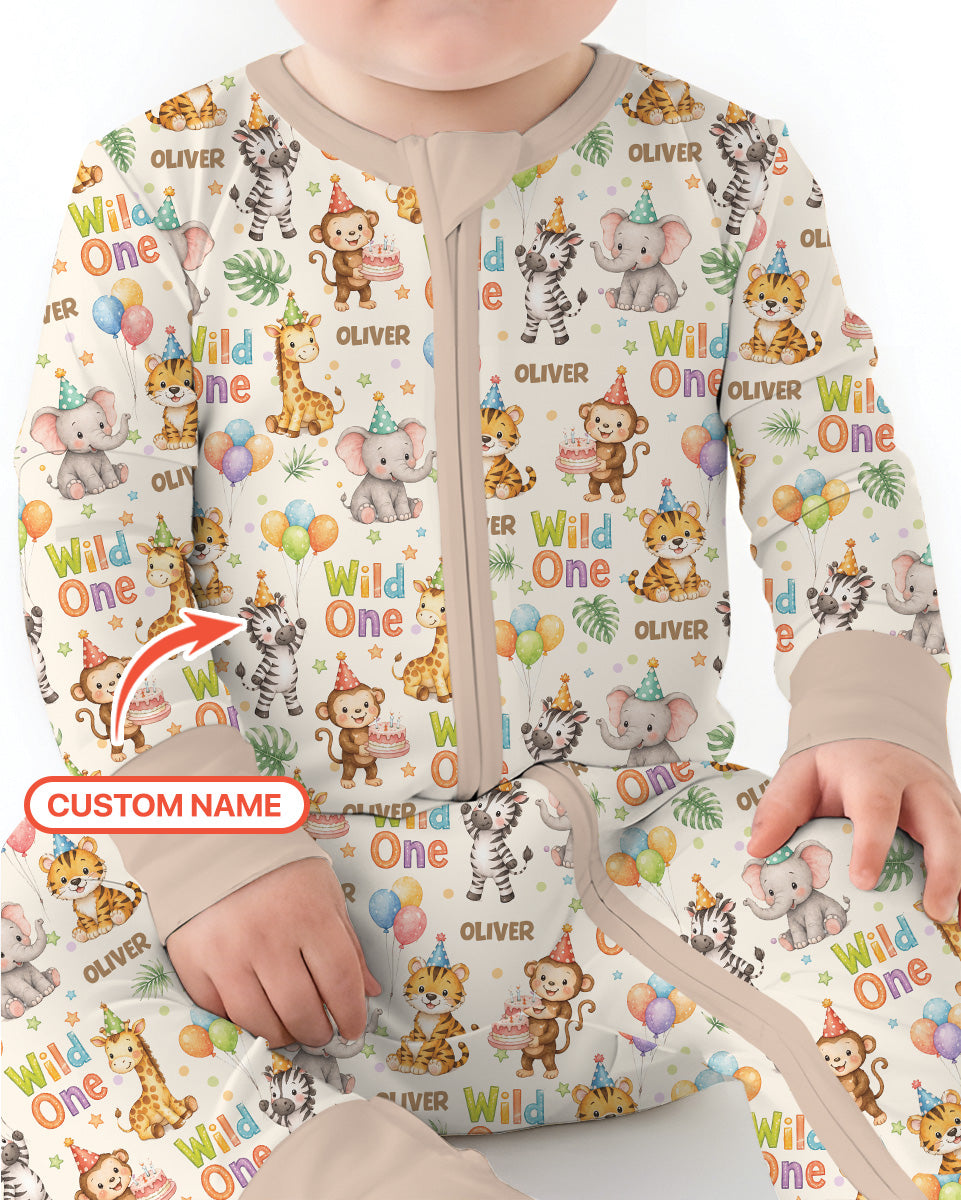 Custom Name 1st Birthday Wild One Bamboo Convertible Zippy