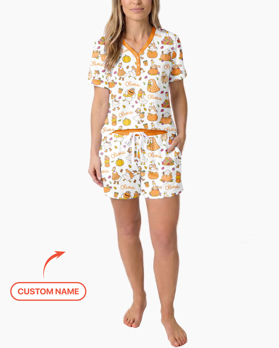 Fall Silly Goose Bamboo Women Short Sleeve Short Pajama Set
