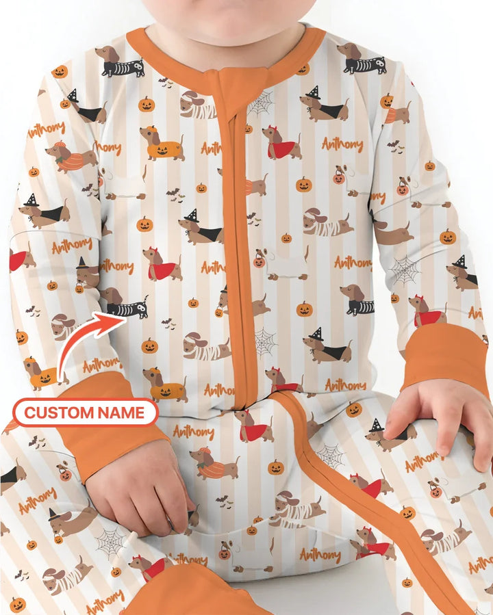 Custom Name Boo Crew Halloween Dachshund  Bamboo Convertible Zippy