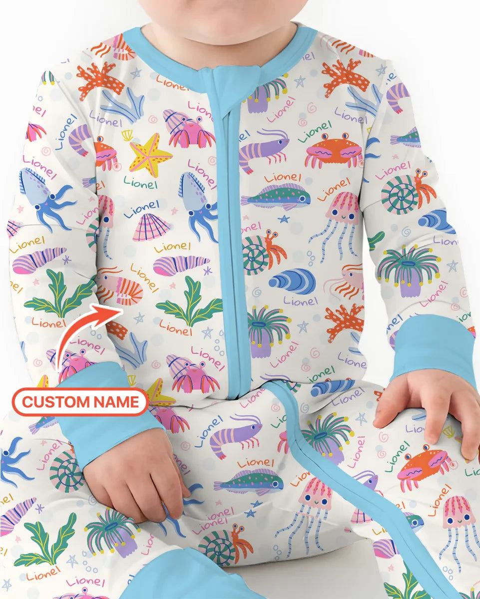 Tide Pool Pals Custom Name Bamboo Convertible Zippy