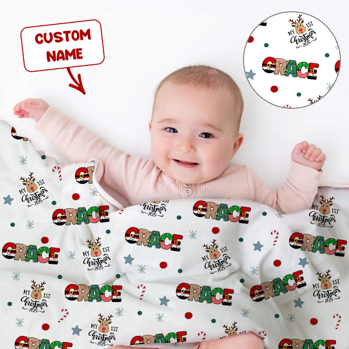 Custom Name "My First Christmas 2025" - Toddler Blanket (G)
