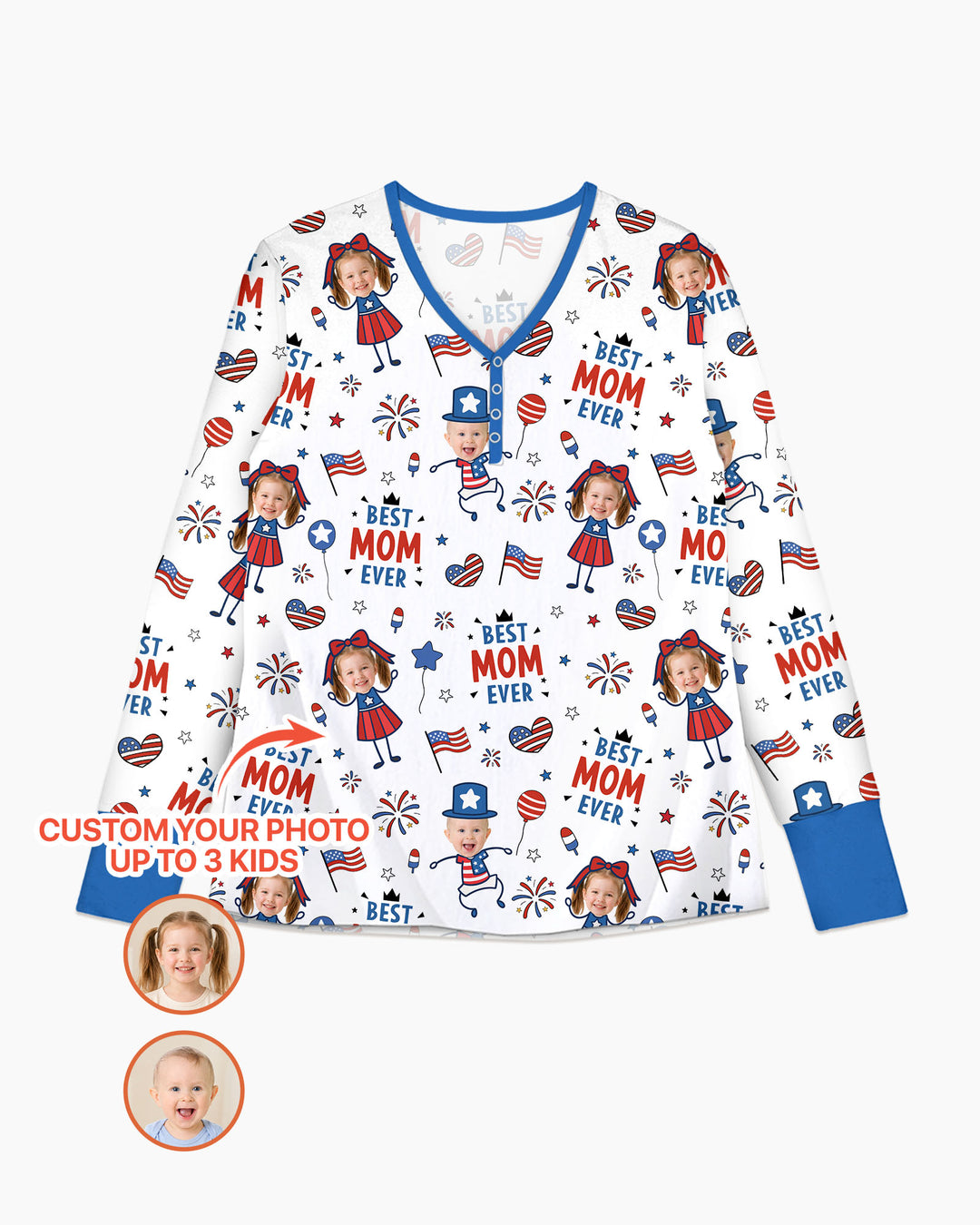 Custom Photo Best Patriotic Family Ever Bamboo Women Pajama Set