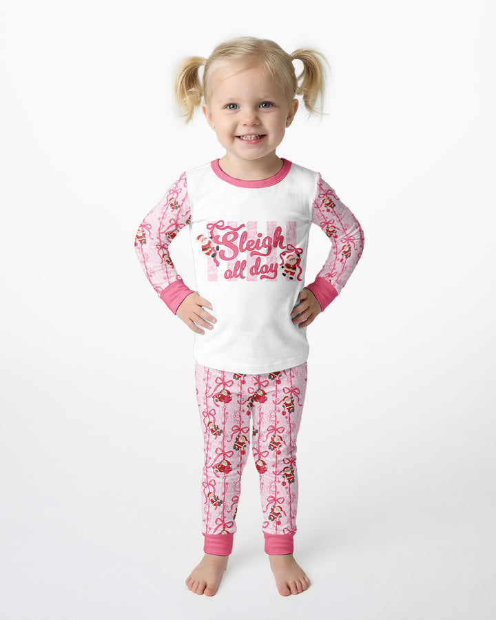 Sleigh All Day Santa Claus  Bamboo Two Piece Long Sleeve Pajama Set