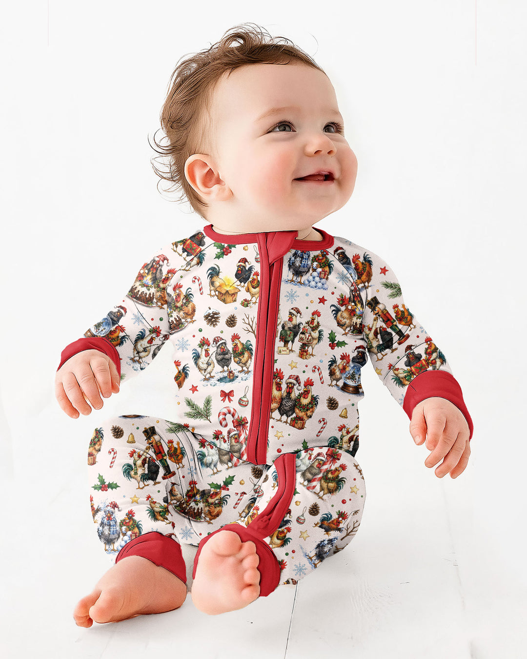 Funny Roosters On Christmas Bamboo Convertible Zippy
