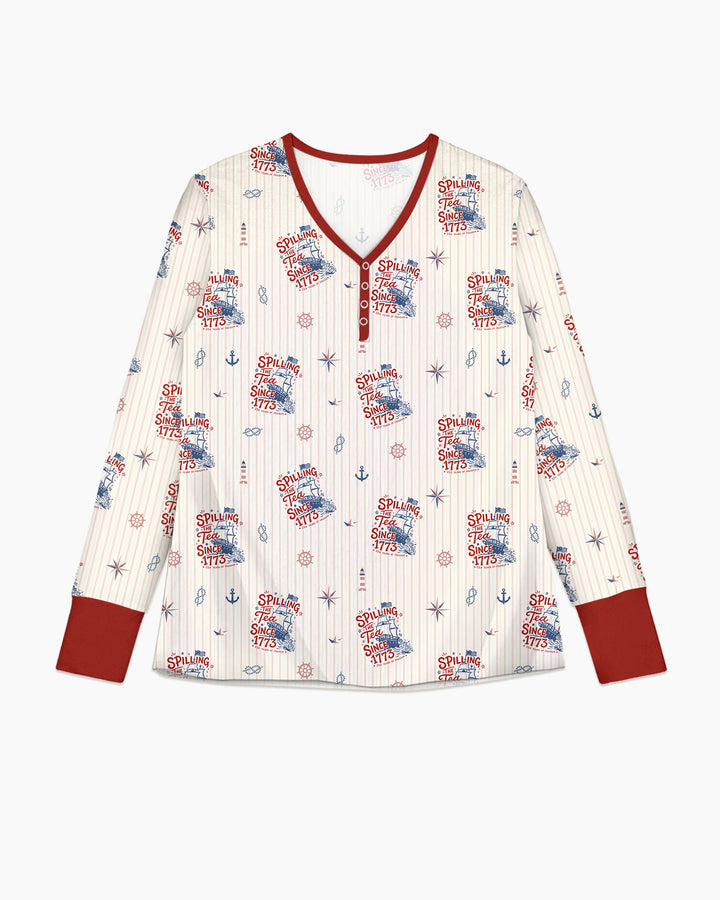 Spilling The Tea Since 1773 Family Matching Bamboo Women Pajama Set