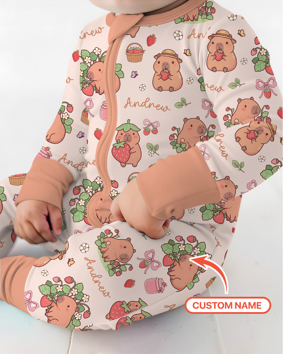 Custom Name Capybara Strawberry Bamboo Convertible Zippy