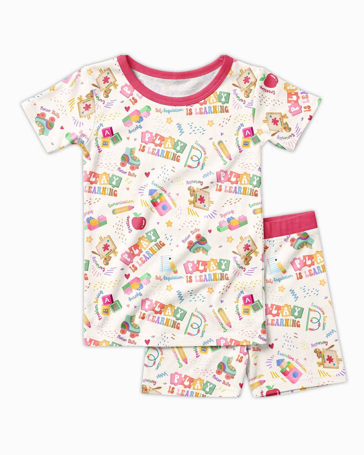 Conjunto de Pijama de Dos Piezas de Bambú con Mangas Cortas y Pantalones Cortos