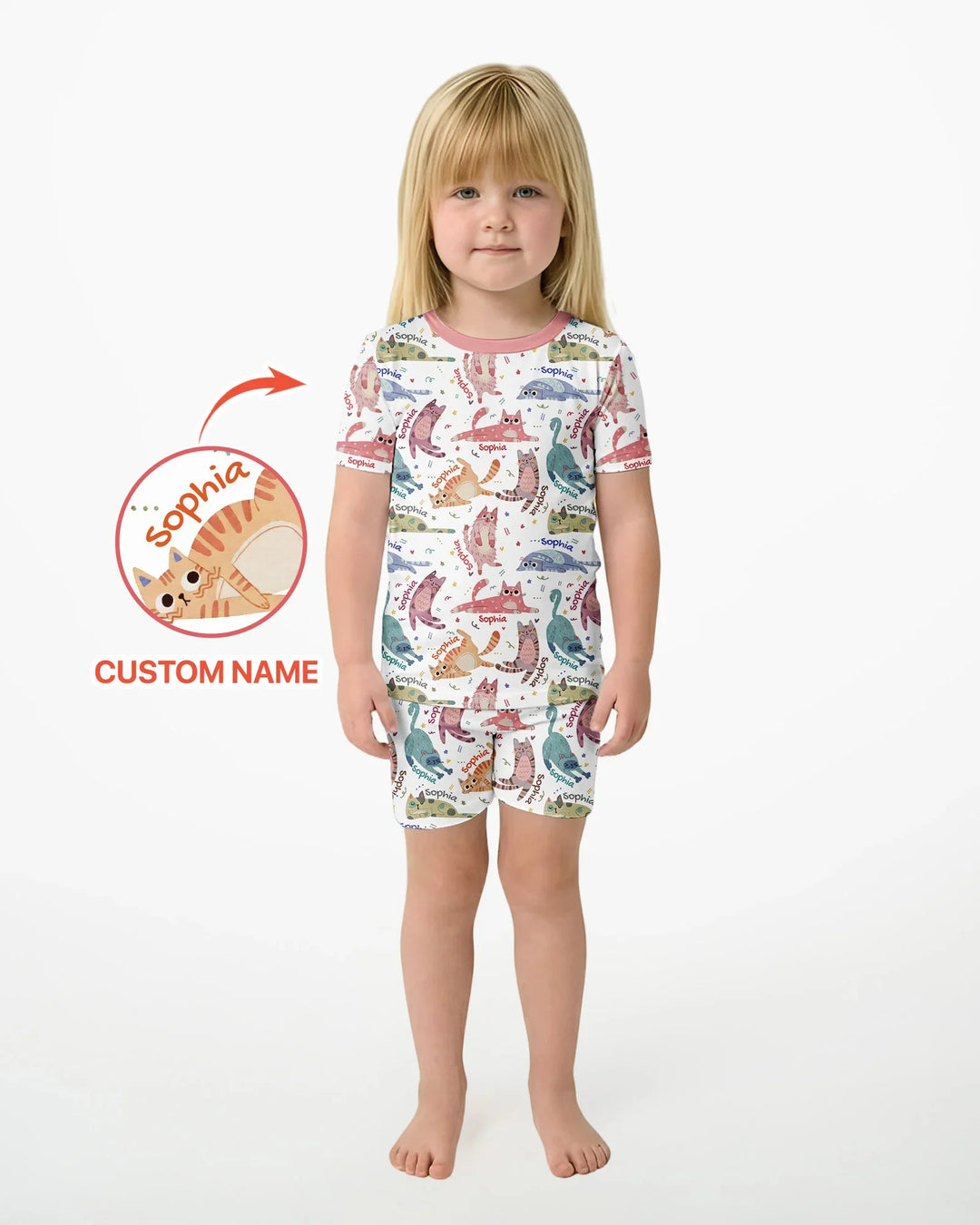Cat Nap Crew Bamboo Two Piece Short Sleeve Shorts Pajama Set