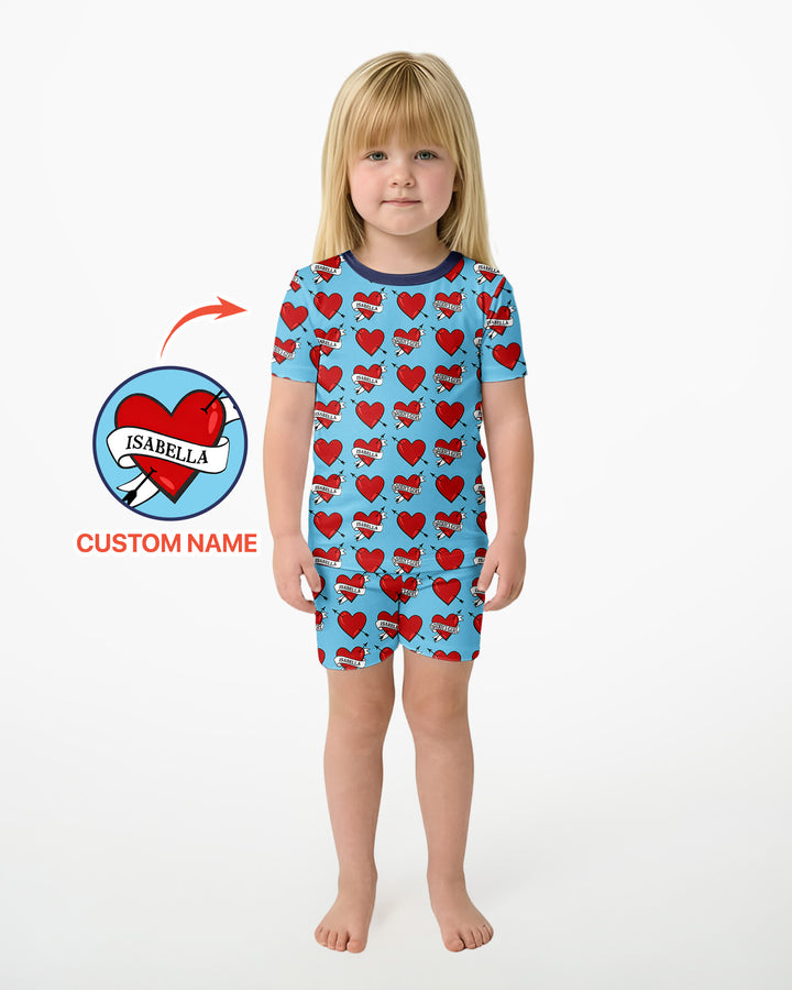 Pijama de bambú de dos piezas de manga corta con pantalón corto, plantilla personalizada