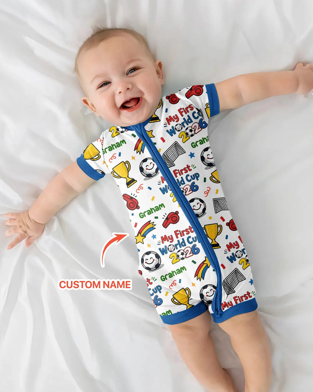 Plantilla PERSONALIZADA de Bambú Pijama Corto con Cremallera