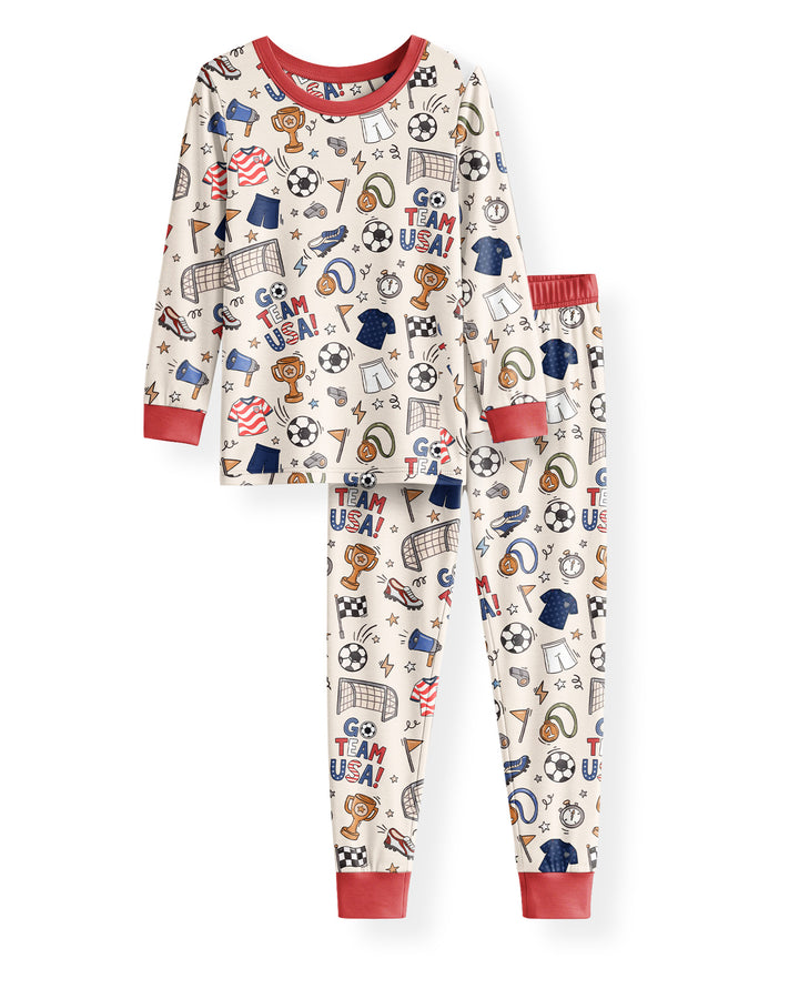 Soccer Go Team USA Bamboo Two Piece Long Sleeve Pajama Set