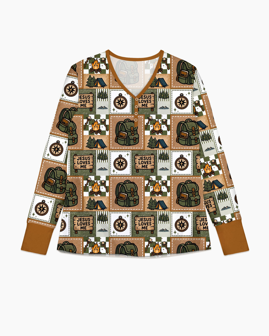 Camping Jesus Loves Me Bamboo Women Pajama Set