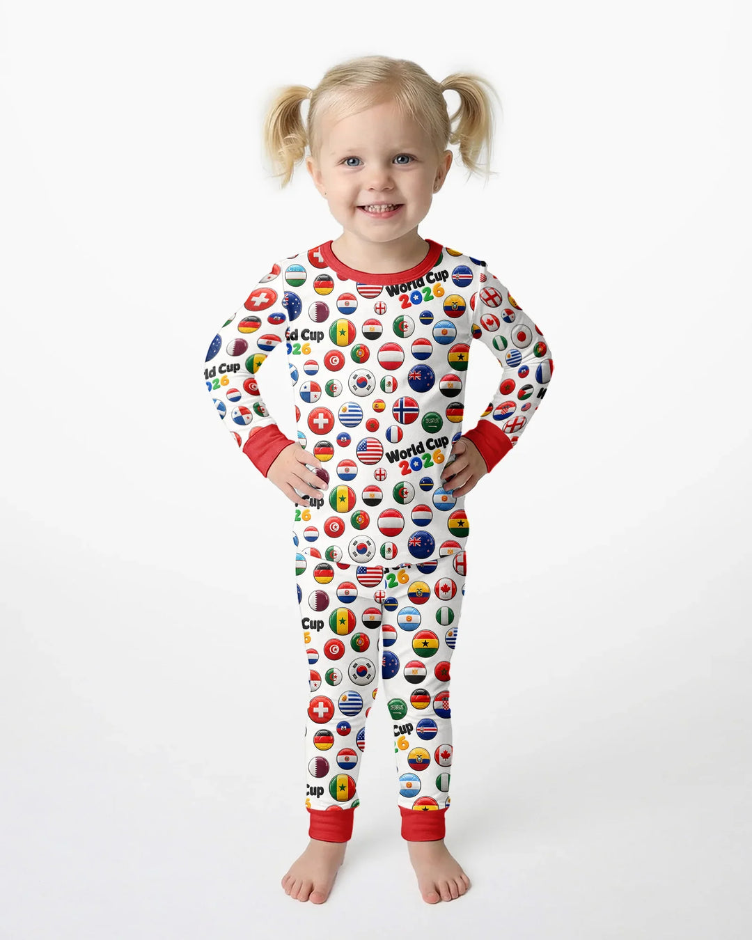 Soccer Cup All Country Balls Bamboo Two Piece Long Sleeve Pajama Set