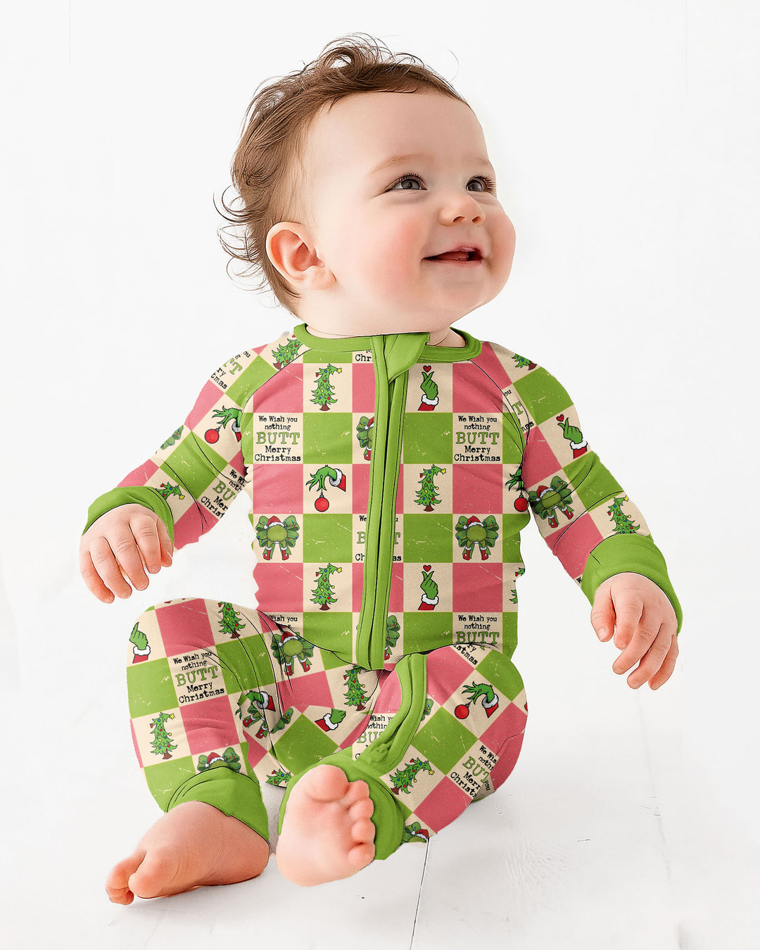 Nothing Butt Merry Christmas Checkerboard Bamboo Convertible Zippy