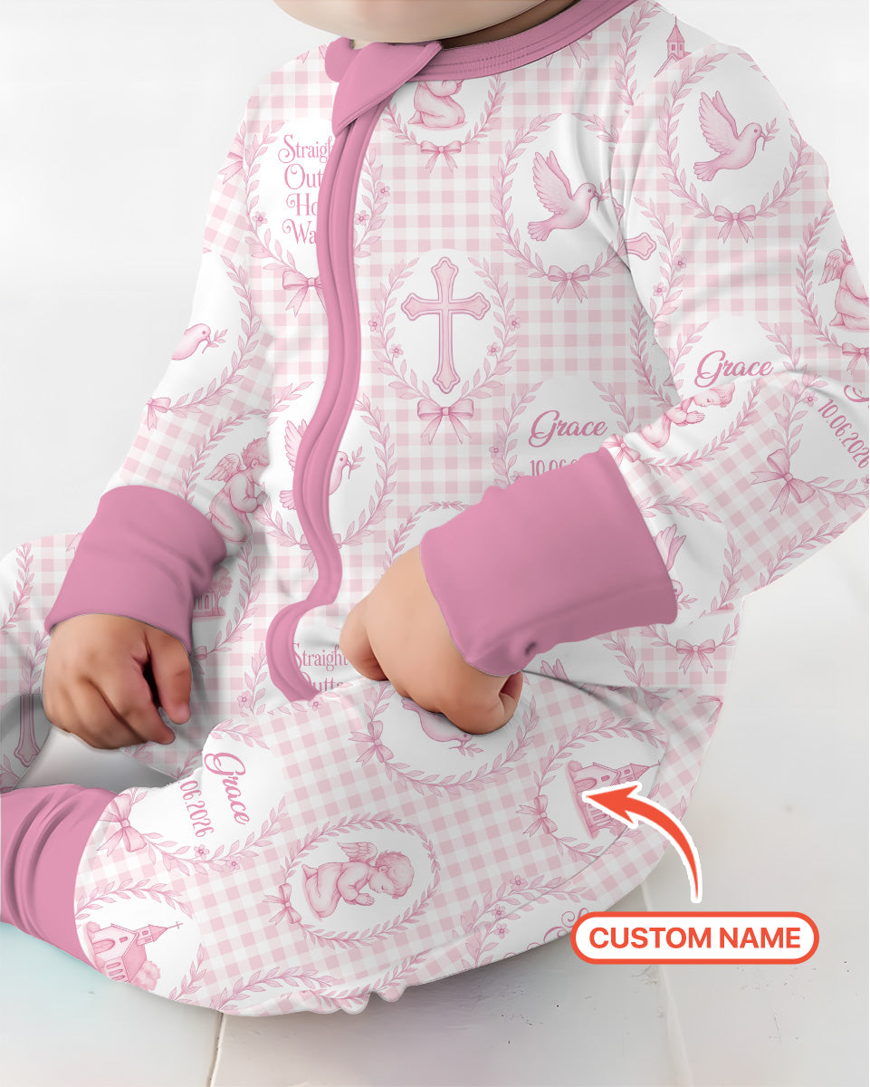 Custom Name Baptism Straight Outta Holy Water Bamboo Convertible Zippy