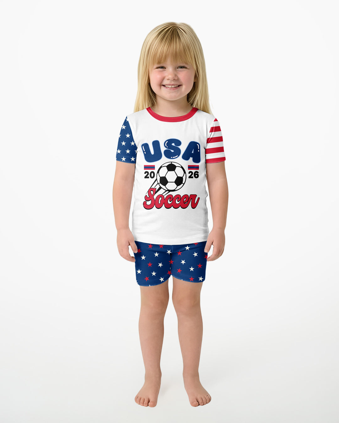 USA Soccer Cup Bamboo Two Piece Short Sleeve Shorts Pajama Set