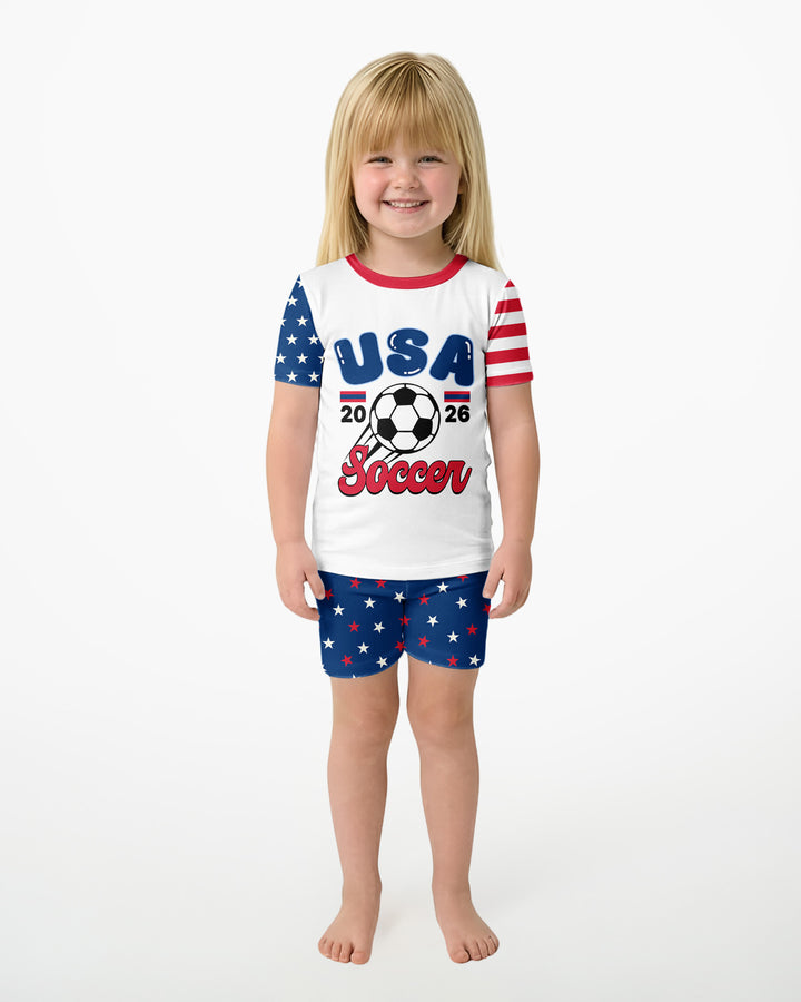 USA Soccer Cup Bamboo Two Piece Short Sleeve Shorts Pajama Set