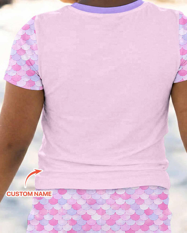 Conjunto de pijama de dos piezas de bambú de manga corta, plantilla personalizada